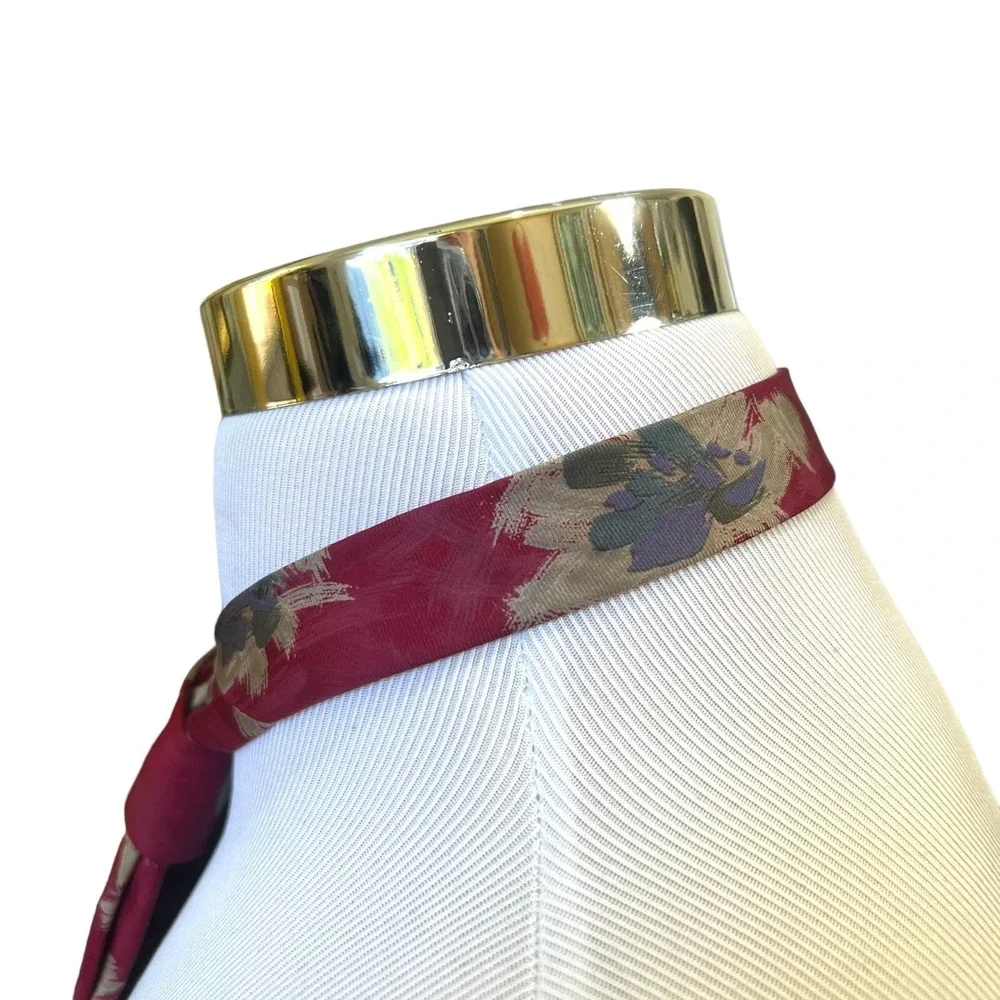 ENRICO COVERI Mens Silk Necktie ITALY Designer Geometric Burgundy/Multi EUC Rare